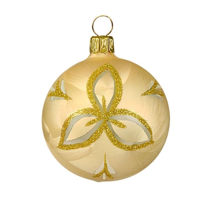 Julekugler Champagne med blomst 5-pak 6 cm