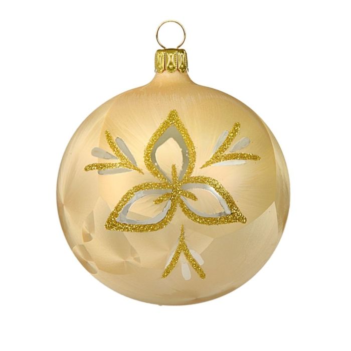 Julekugler Champagne med blomst 4-pak 7 cm