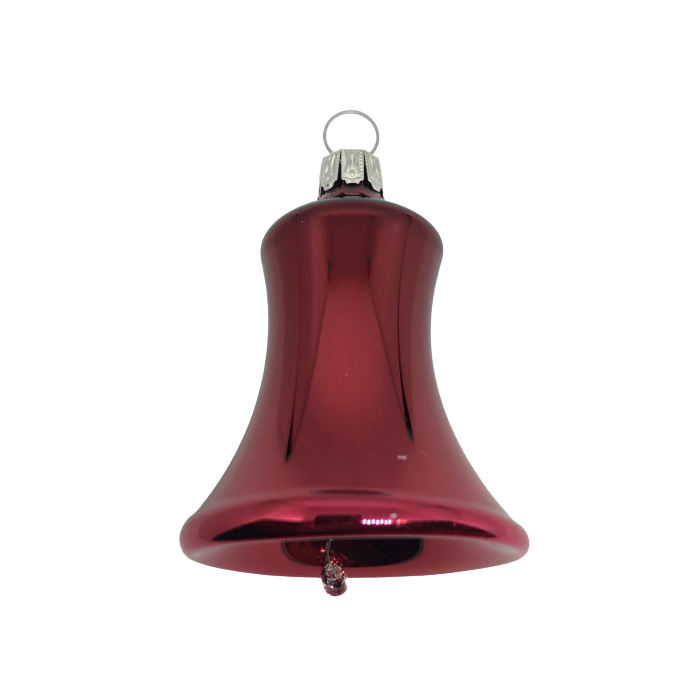 Juleklokke i bordeaux med blank overflade i glas fra Glasbläserei Thüringer Weihnachten.