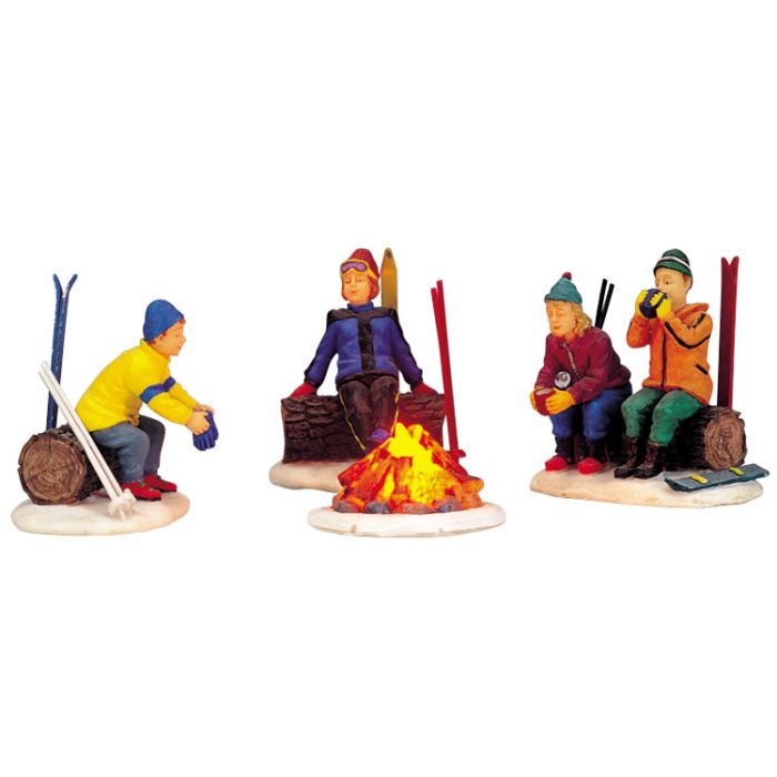 Skiers' Camp Fire, Set Of 4