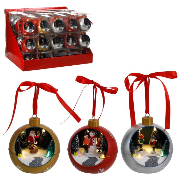 Julekugler med vinterlandskab