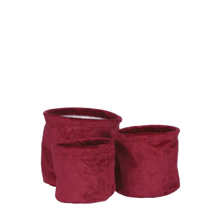 Urtepotter i rød velour sæt med 3