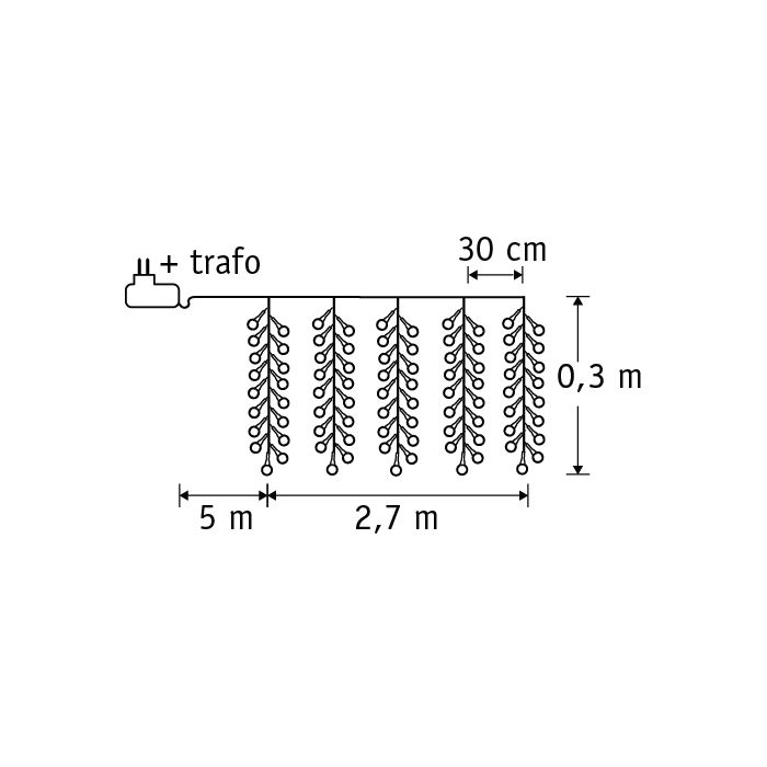 Lyskæde istapper 260 led-lys 270 cm lang