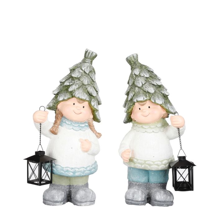 Vinterbørn med koglehatte og lygter