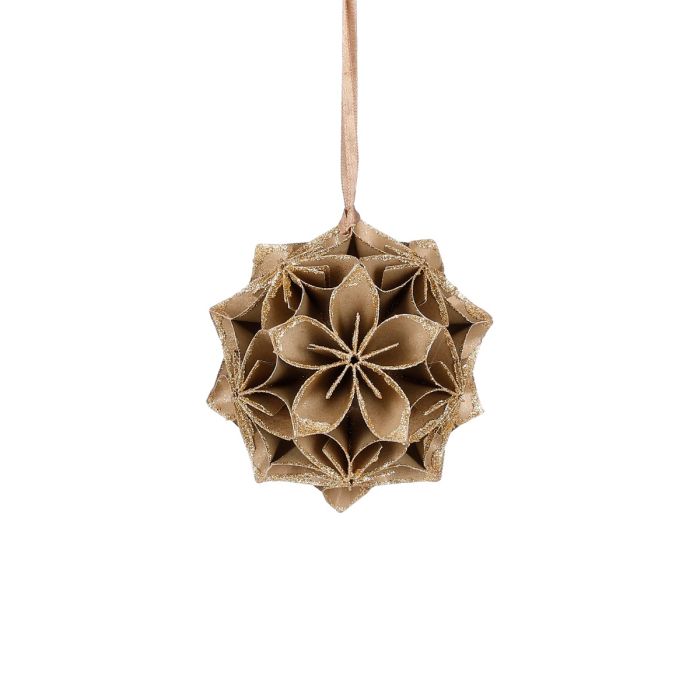 Papirpynt Blomst med glitter guldfarvet