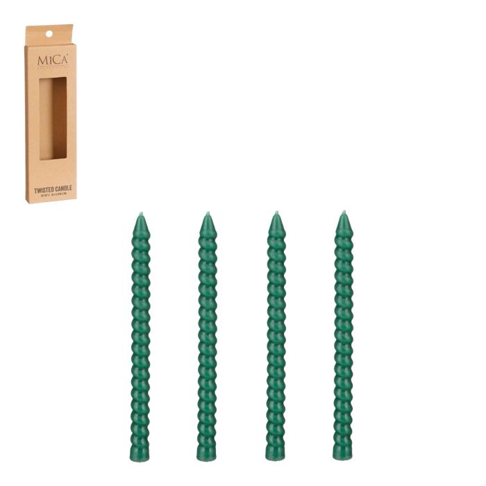 Tynde snoede kertelys 4 -pak mørkegrøn
