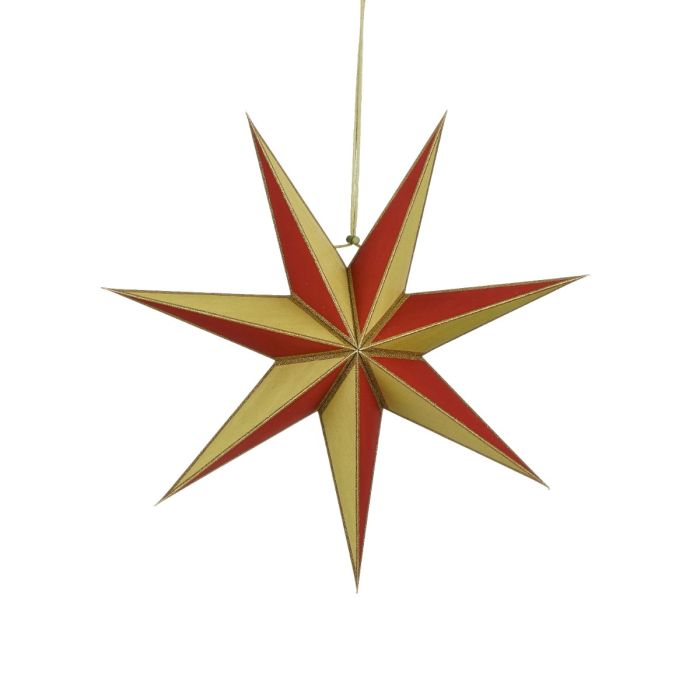 Julestjerne i rød og guld 45 cm i dia