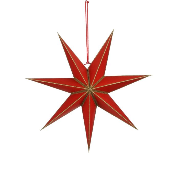 Julestjerne rød med guldfarvede kanter 45 cm i dia