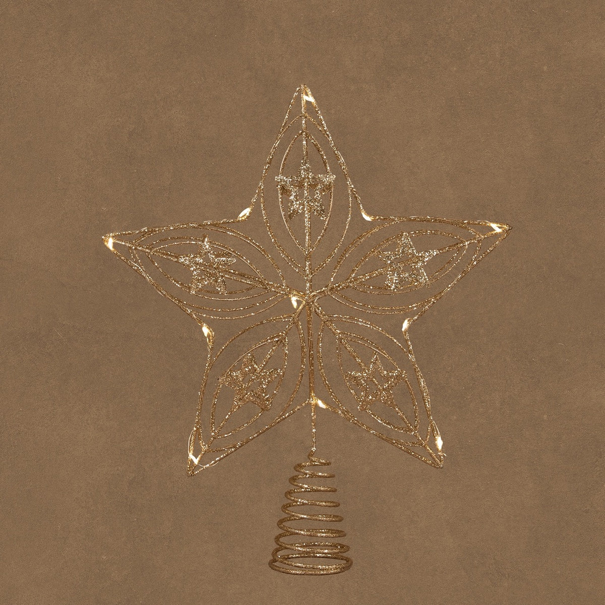 Toppstjärna med ljus i champagnefärgad metall, 30 cm hög från Luca Lighting