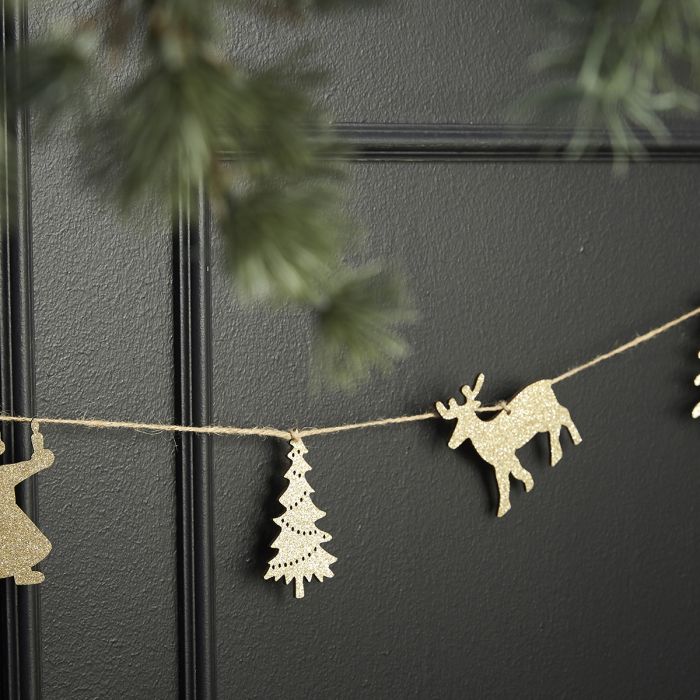 Juleguirlande i træ med glitter 220 cm lang