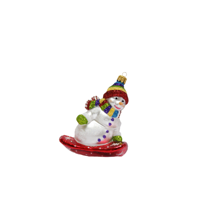Julekugle Snemand på snowboard