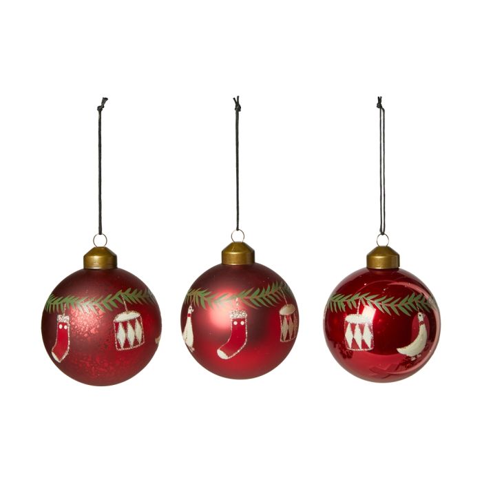 Julekugle med julemotiver rød