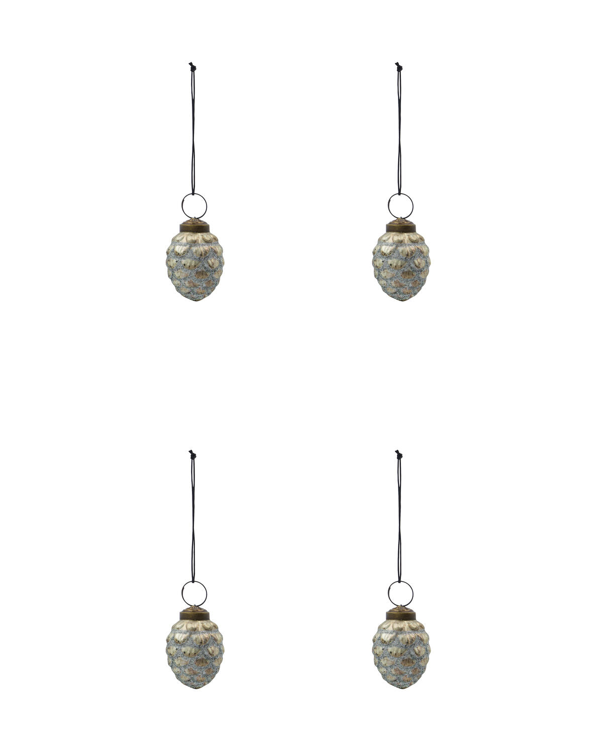 4-pack kotteformade julkulor i antiksilver från House Doctor