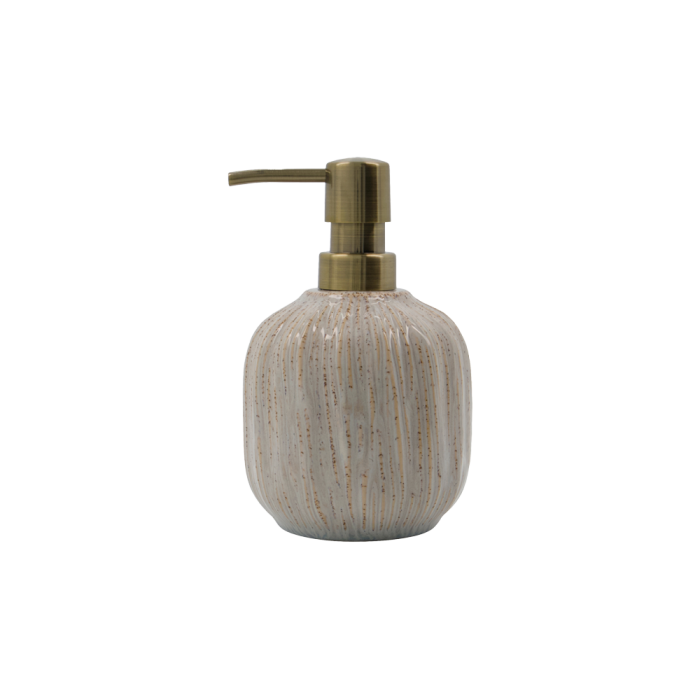 Sæbedispenser i råhvidt stentøj fra House Doctor