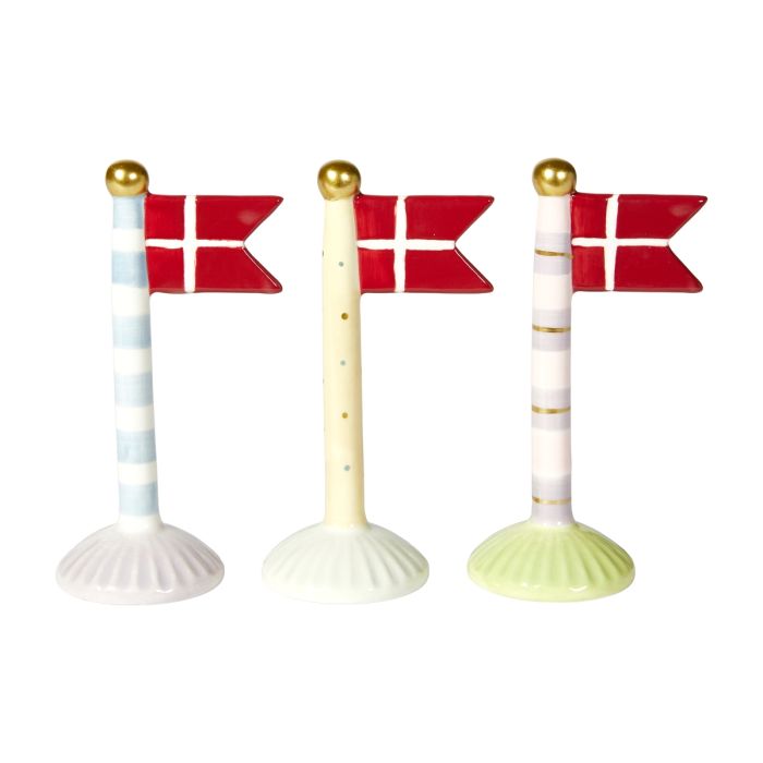 Flagstang pastelfarvet med spidsflag 14 cm højt