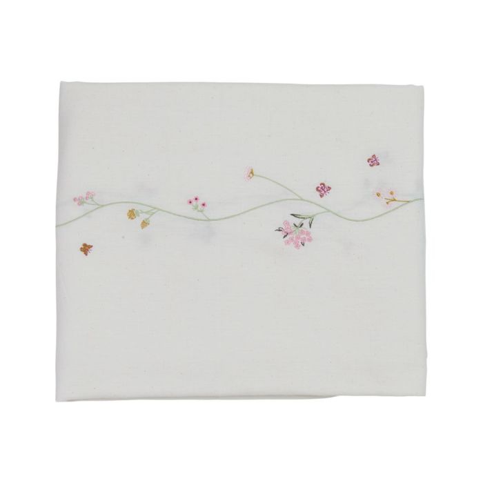 Sommerdug med blomster 140 cm x 240 cm hvid