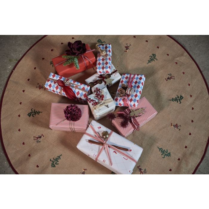 Gavepapir med røde og hvide striber 5 m