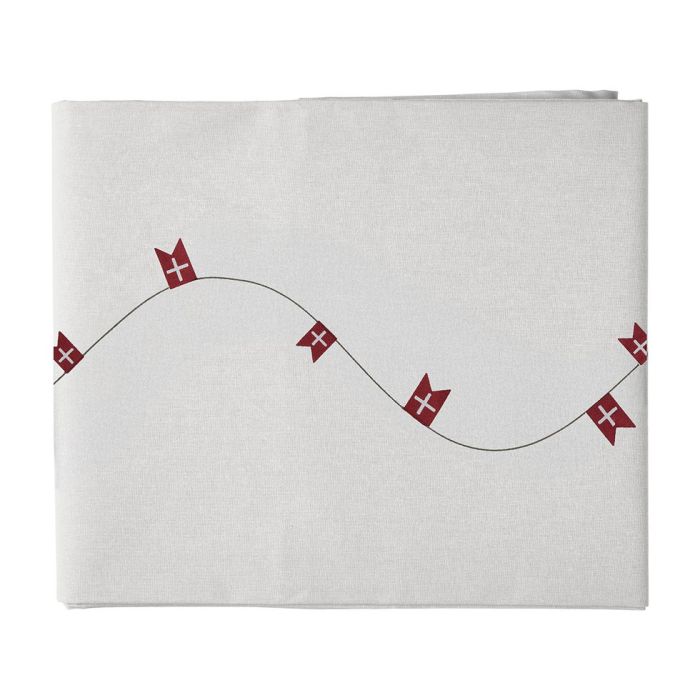 Fødselsdagsdug med flag coated 140 cm x 360 cm hvid