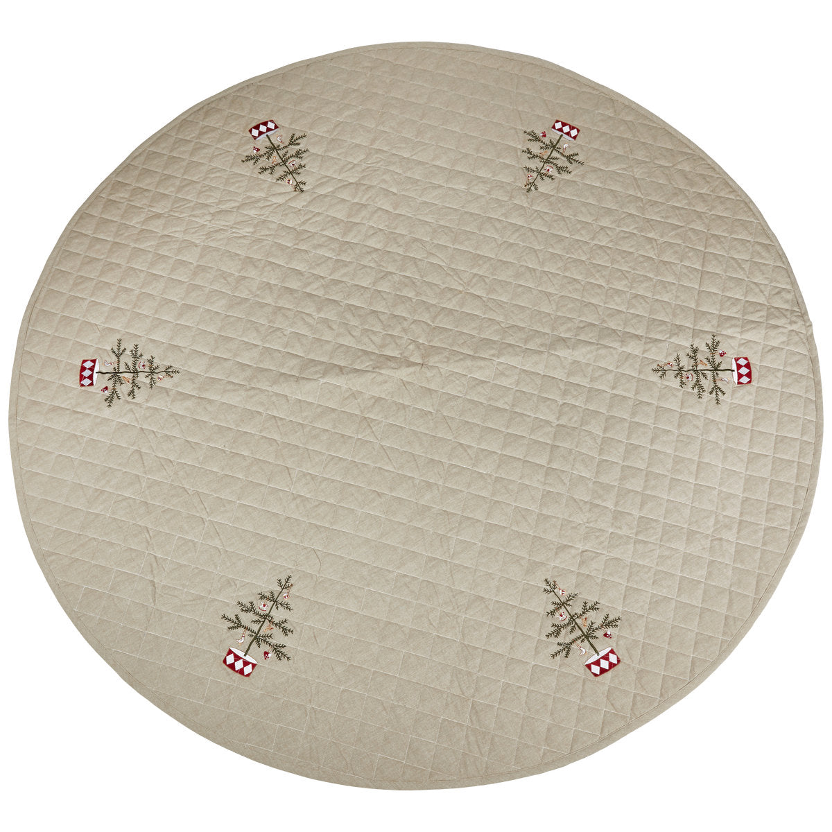 Julgransmatta i quiltad bomull med broderi, 180 cm i diameter från Speedtsberg