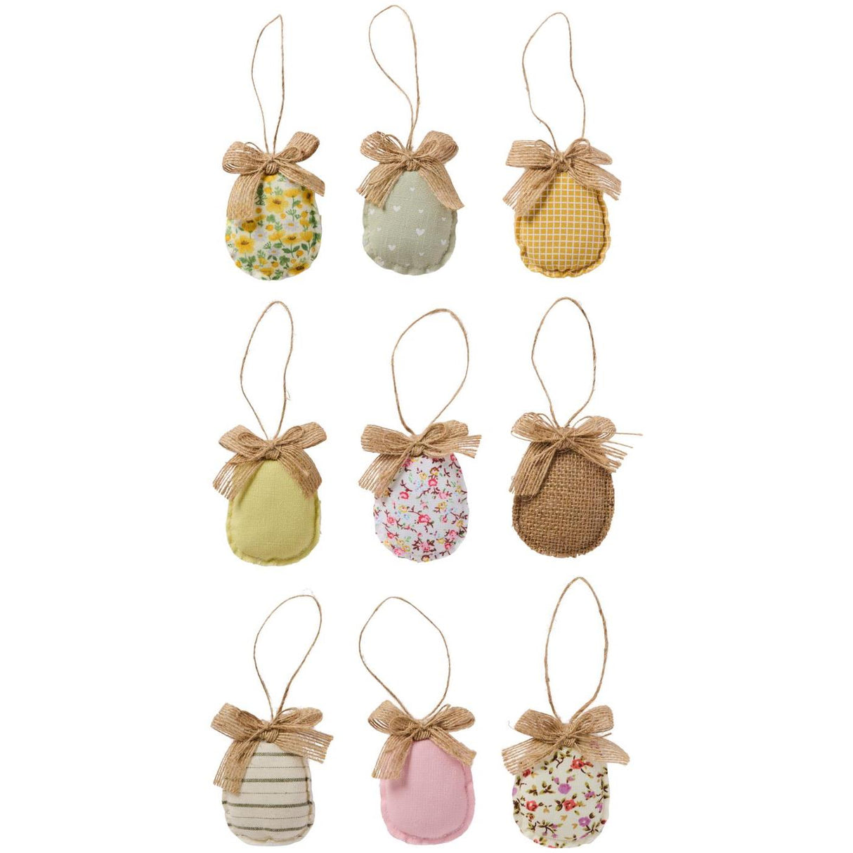 Påskeæg til ophæng i stof fra Ib Laursen i 9 forskellige design