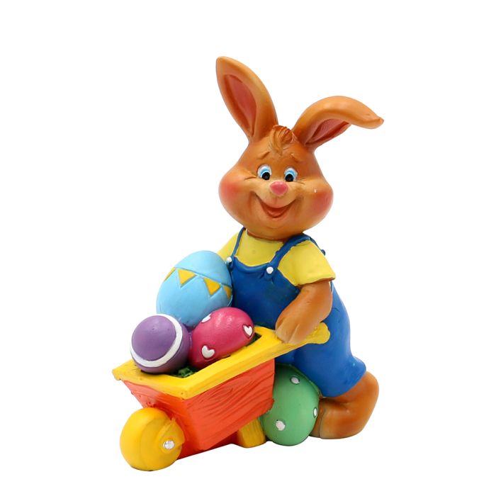 Påskehare med æg i trillebør