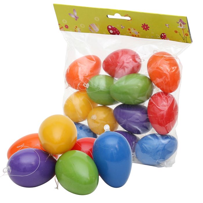 Påskeæg i plast i stærke farver 12-pak
