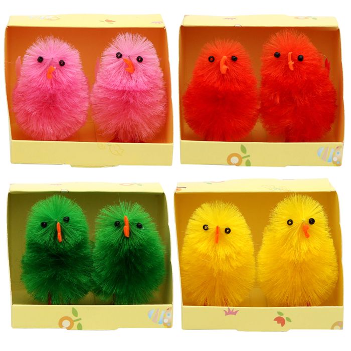 Chenille kyllinger i stærke farver