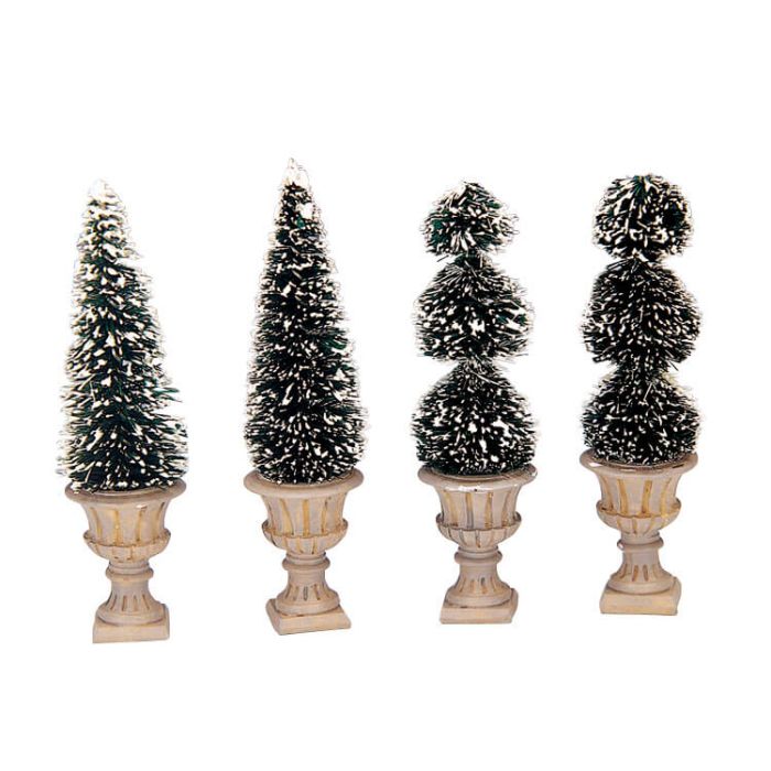 Lemax Cone-Shaped & Sculpted Topiaries 4-pak