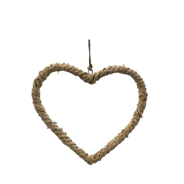 Hjerte i majs- og jutereb 35 cm højt