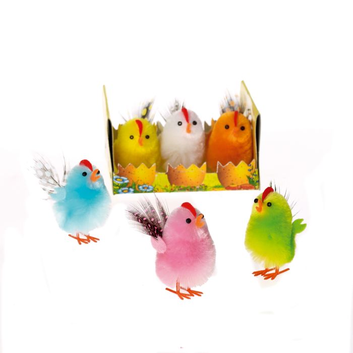 Chenille kyllinger i kulørte farver