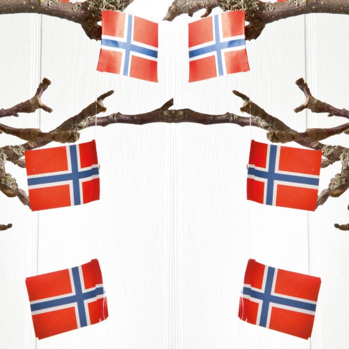 Flagguirlande med norske flag