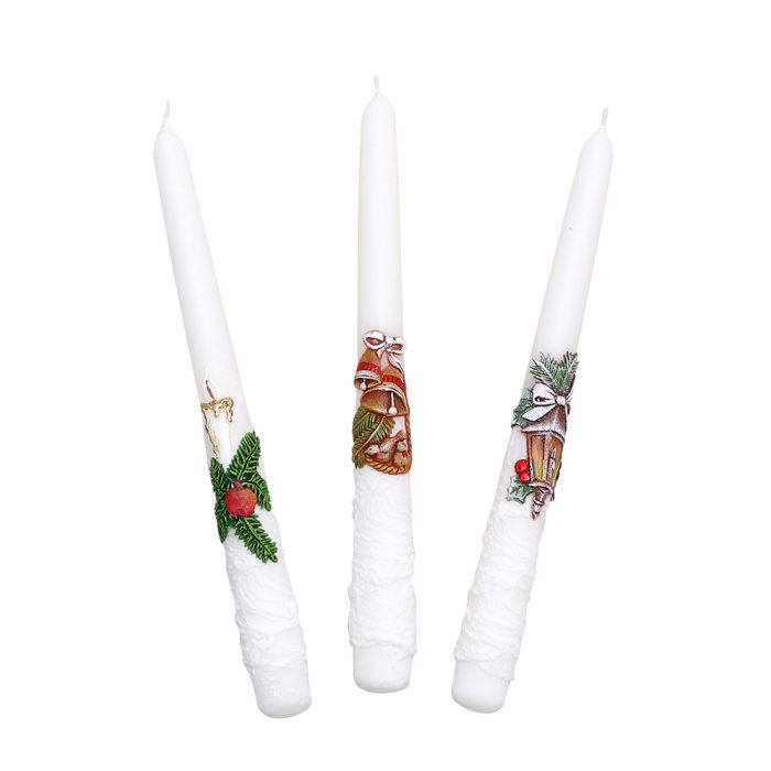 Julestearinlys med motiv