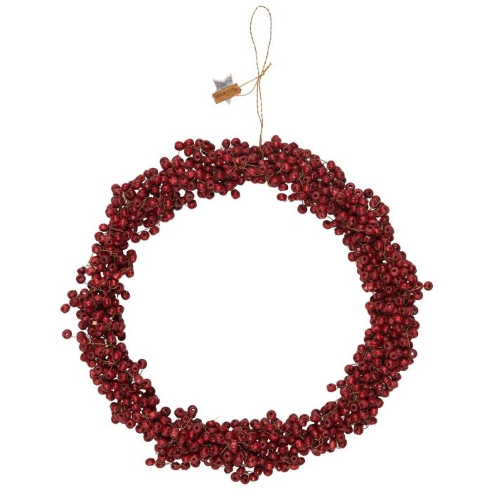 Håndlavet krans m/træperler 22 cm i dia