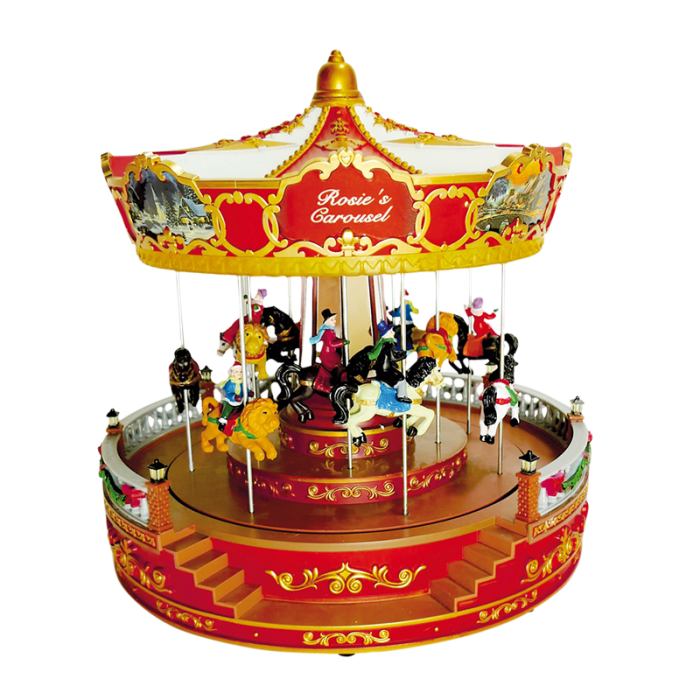Rosies julekarrusel med bevægelse, lys og lyd fra Spilledåsernes Verden.