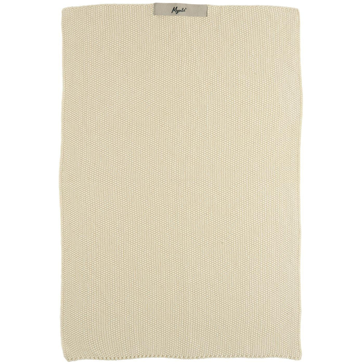 Stickad Mynte-handduk från Ib Laursen i ljusbeige lattefärg, tillverkad i 100 % ekologisk bomull