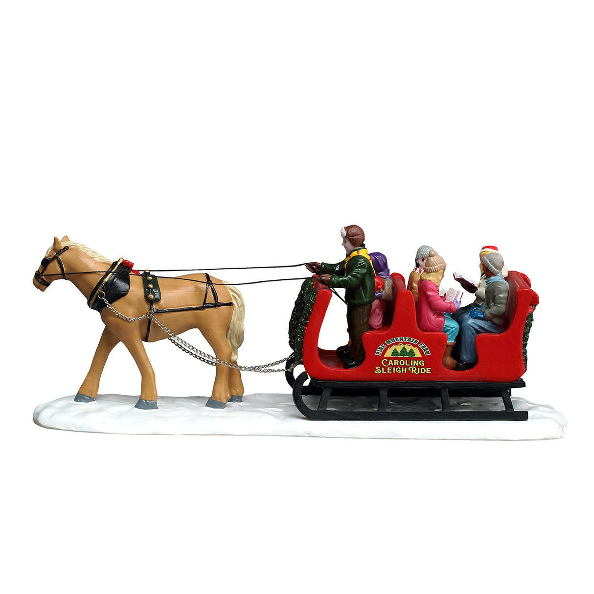 Caroling Sleigh Ride fra Lemax til juleby set fra siden