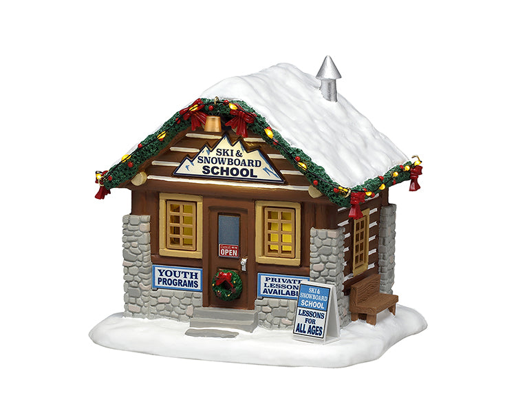 Ski & Snowboard School bygning til julelandskab fra Lemax