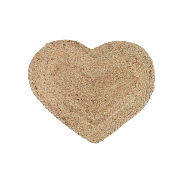 Hjerteformet dækkeserviet i jute fra Ib Laursen