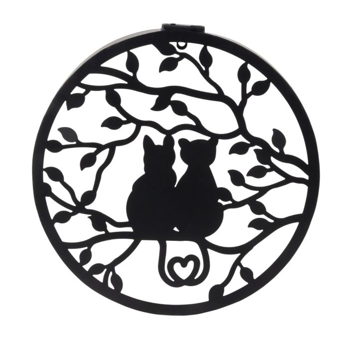 Väggdekoration med katter och solcellsdrivna LED-lampor