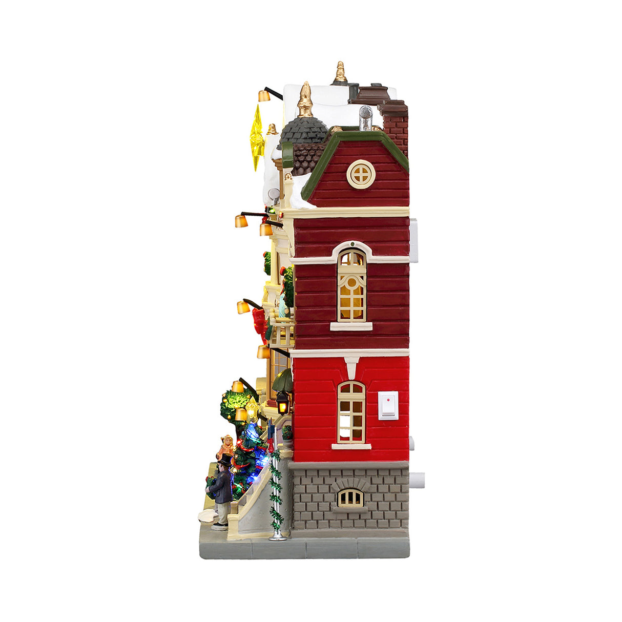 Christmas On Victoria Street facade med lys til juleby fra Lemax set fra siden med vinduer