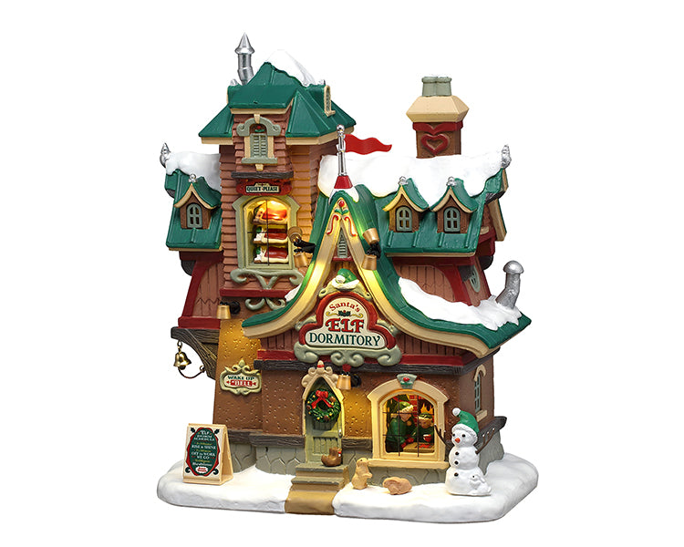 Santa's Elf Dormitory hus med lys til juleby fra Lemax