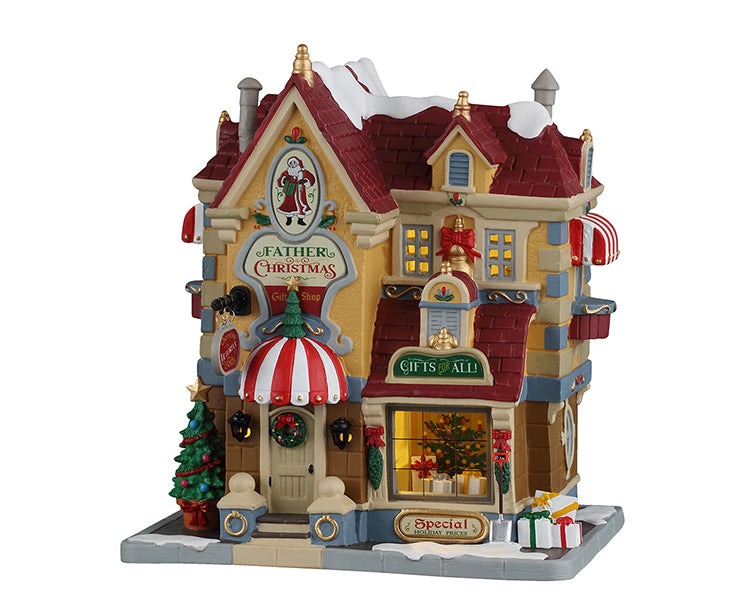 Father Christmas Gift Shop butik til juleby med lys fra Lemax