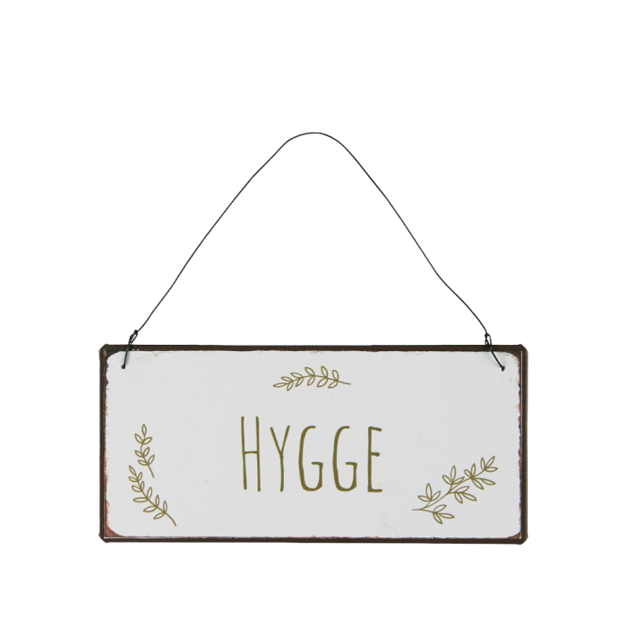 Metalskilt "Hygge" med bladgrene fra Ib Laursen