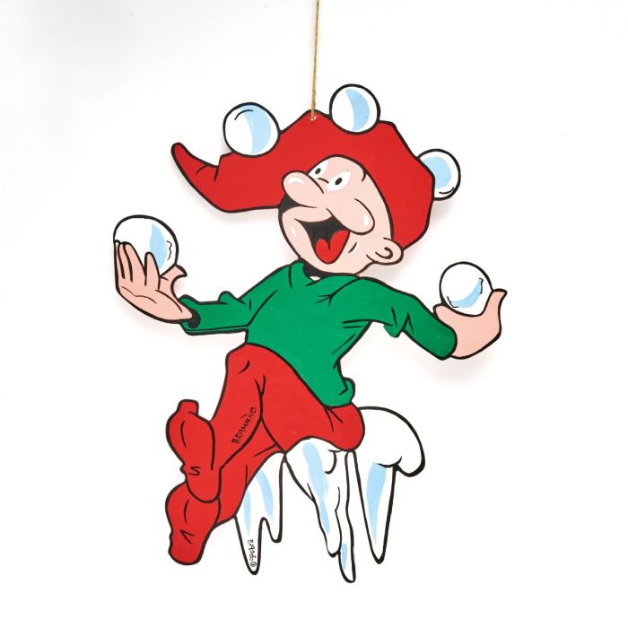 Brammingnisse i træ 40 cm med snebolde