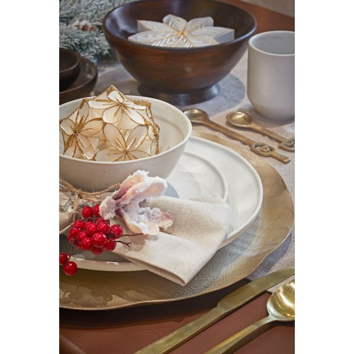 Papirpynt Blomst med glitter hvid