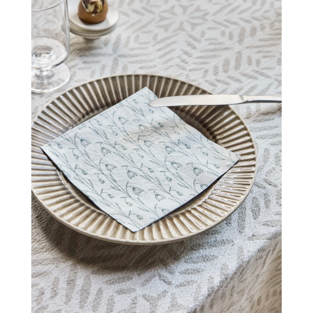 Tallerken med serviet med vintergækker