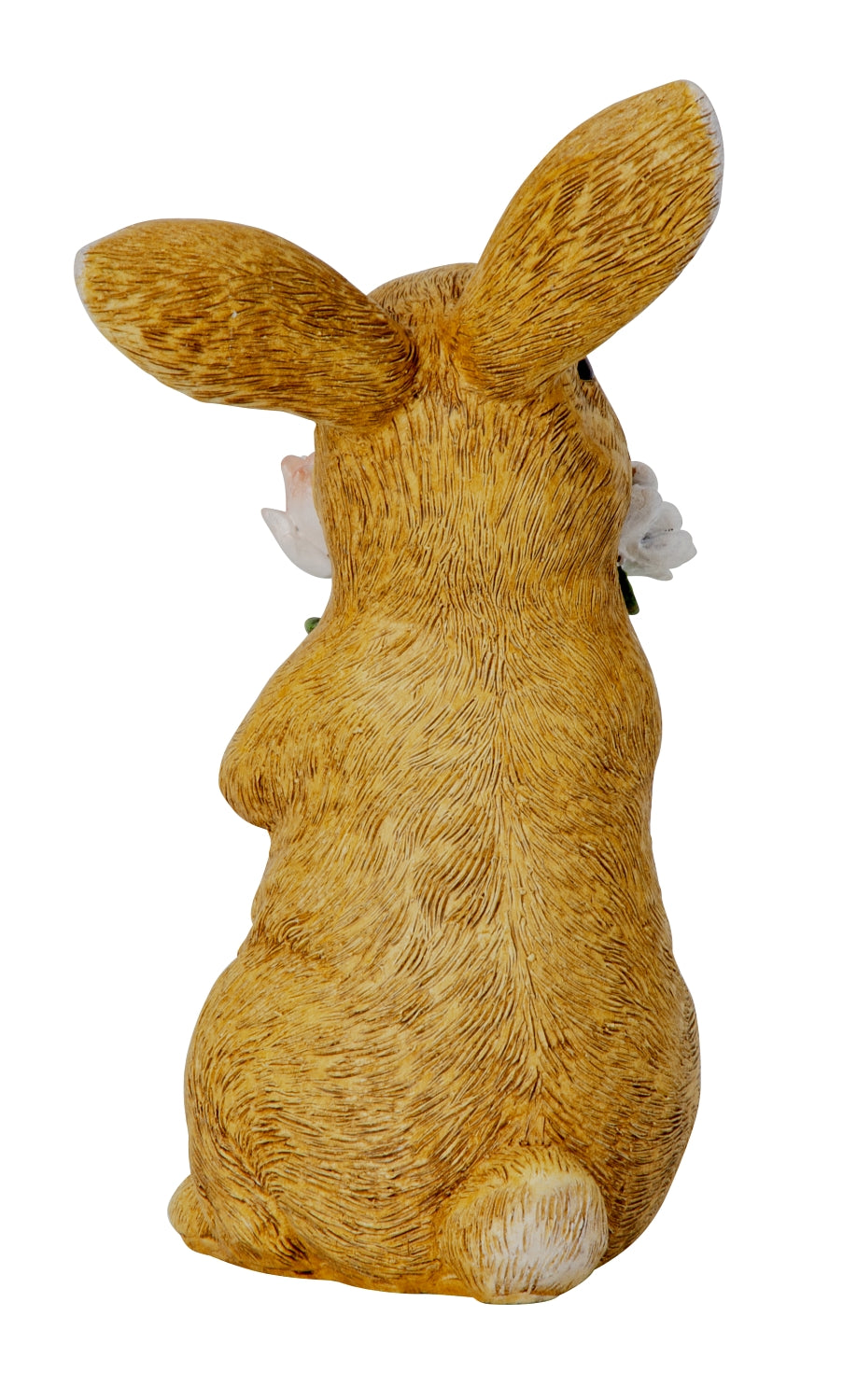 Påskehare med blomsterbuket set bagfra