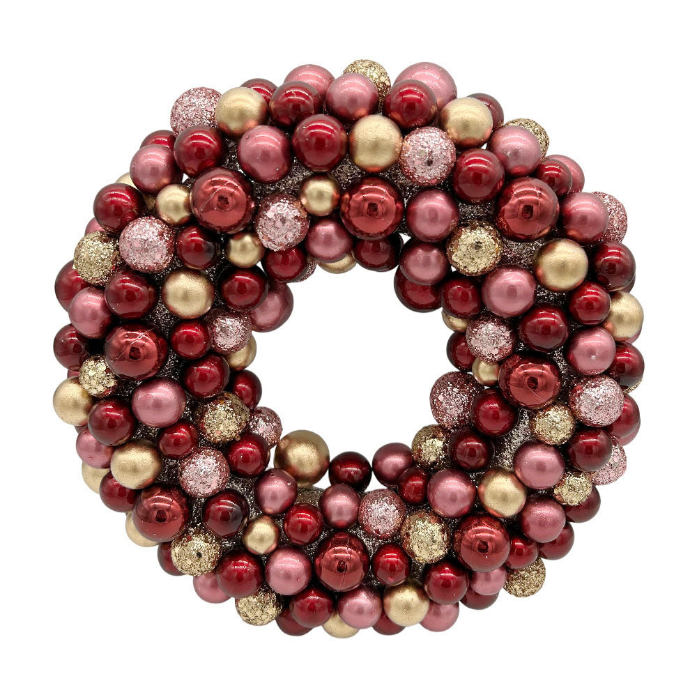 Berry krans, röd, guld och rosa, 25 cm i diameter för upphängning