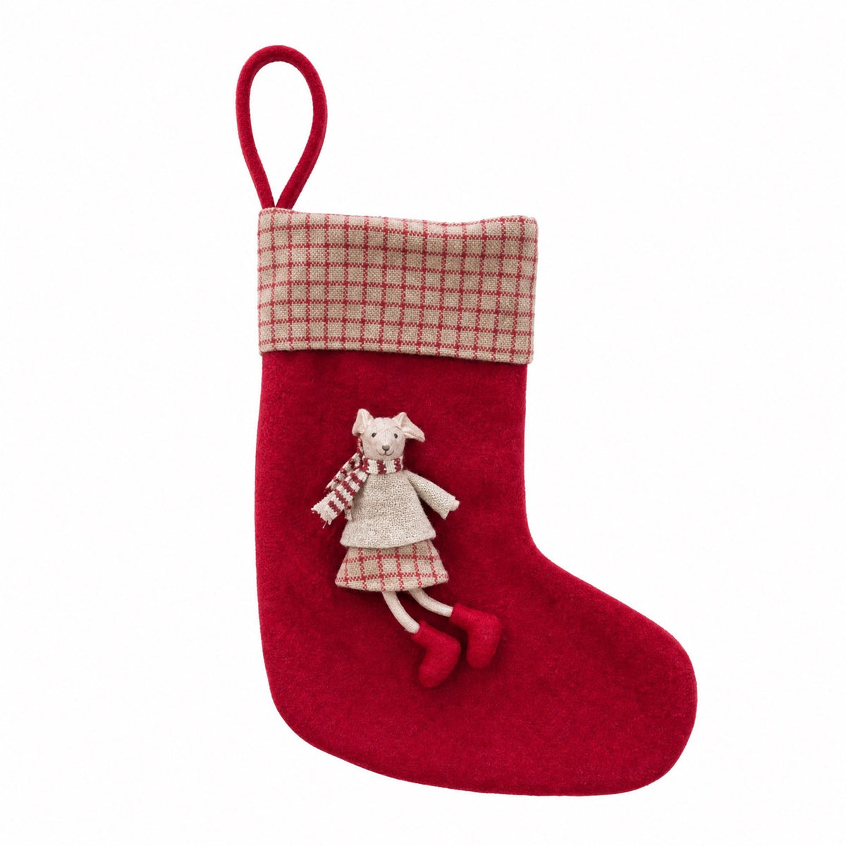 Röd julsocka med mus