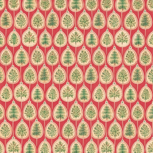 Julpapper med julgranar i julgranskulor